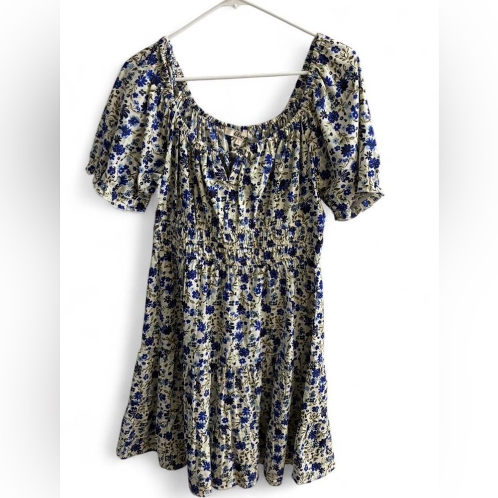 Blush Blue and Cream Floral Dress